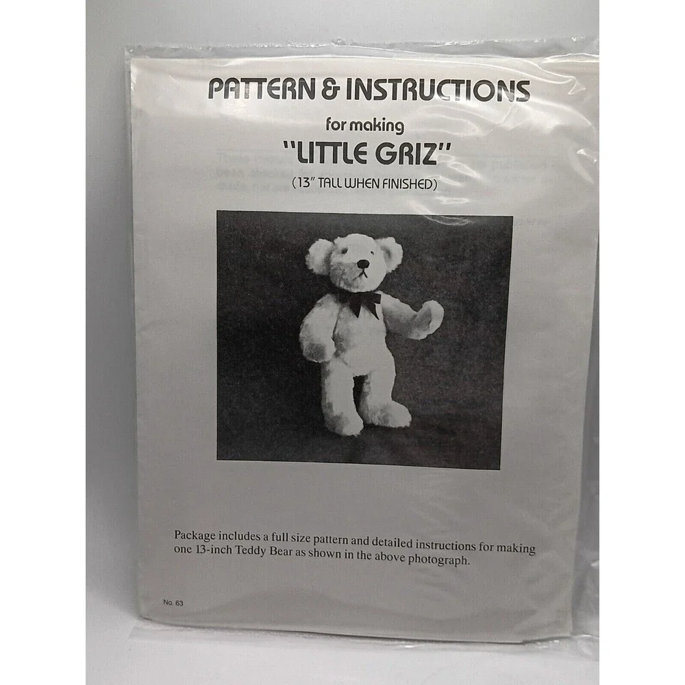 4) Dorothy L. Rowland Pattern & Instructions For Big And Little Griz, Dog, Sheep
